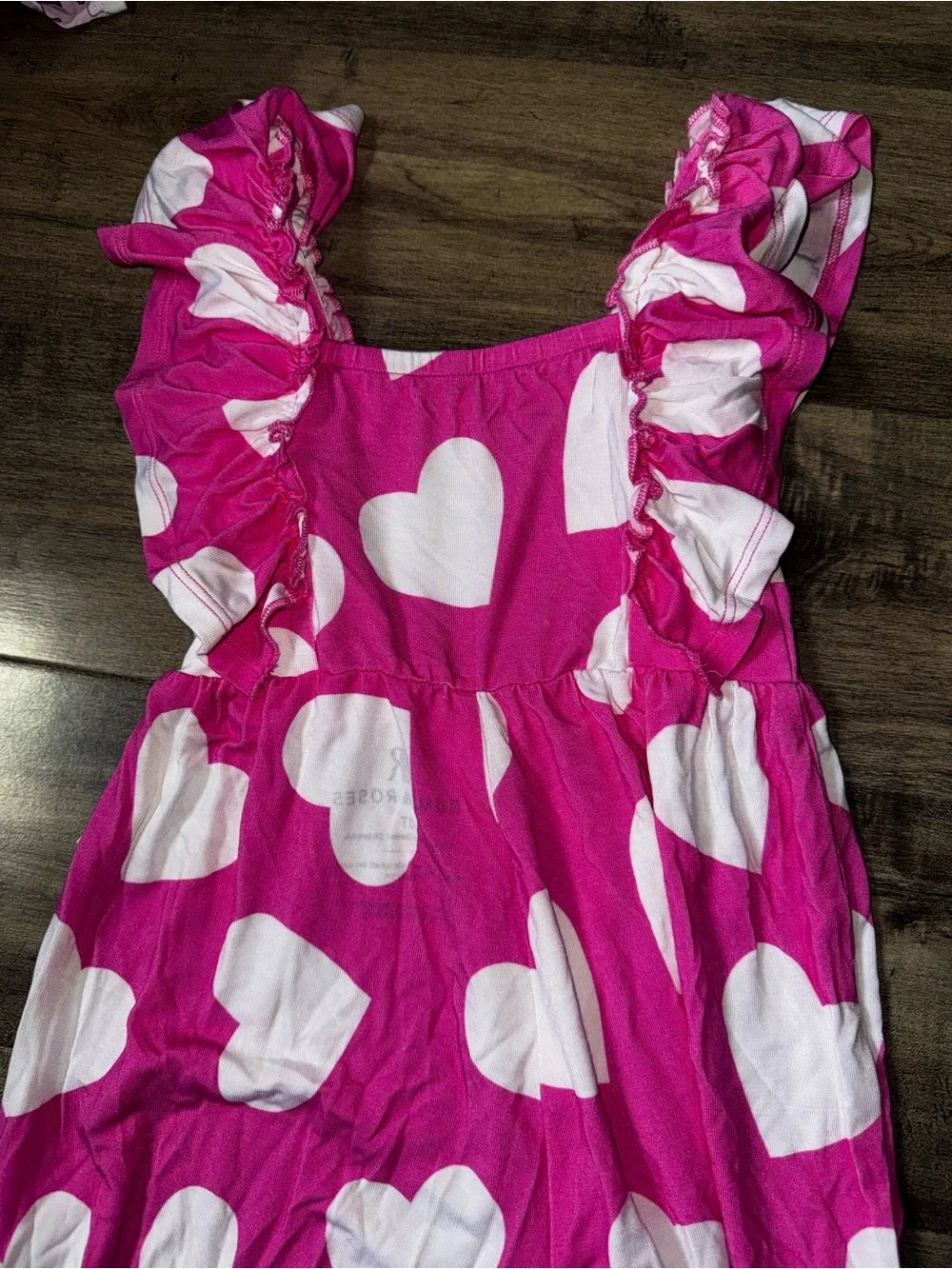 Bums & Roses 3T Hot Pink Hearts Flare Leg Romper Bamboo Retired Drop